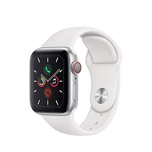 Apple Watch Series 5 (GPS + Cellular, 40 mm) Cassa in Alluminio, Argento e Cinturino Sport - Bianco