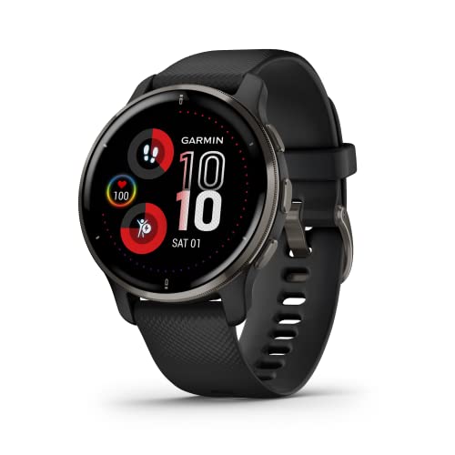 Garmin Venu 2 Plus, Smartwatch AMOLED 1,3', Microfono e cassa, Musica, Garmin Pay, +25 App sport, GPS, Cardio, SpO2, Nero (Slate & Black)