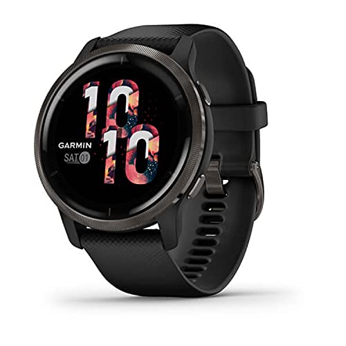 Garmin Venu 2 - Smartwatch ultra-brillante, Display AMOLED, 45mm, GPS, Cardio, SpO2, Workout HIIT, Garmin Coach, Garmin Pay, Musica, Nero (Slate & Black)